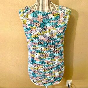 NEW Ocote Braided Top XS /S Pastel Multicolor Cotton/Poly Sleeveless Knit Design
